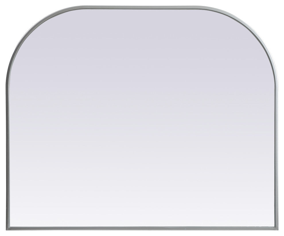 Metal Frame Arch Mirror 36X30 Inch, Silver