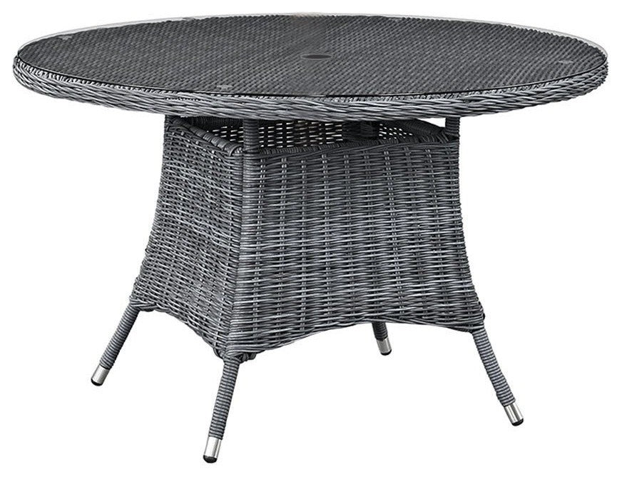 Gray Summon 47" Round Outdoor Patio Dining Table