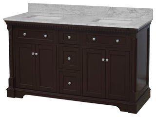 Sydney 60" Bathroom Vanity, Chocolate, Carrara Marble, Double Sink