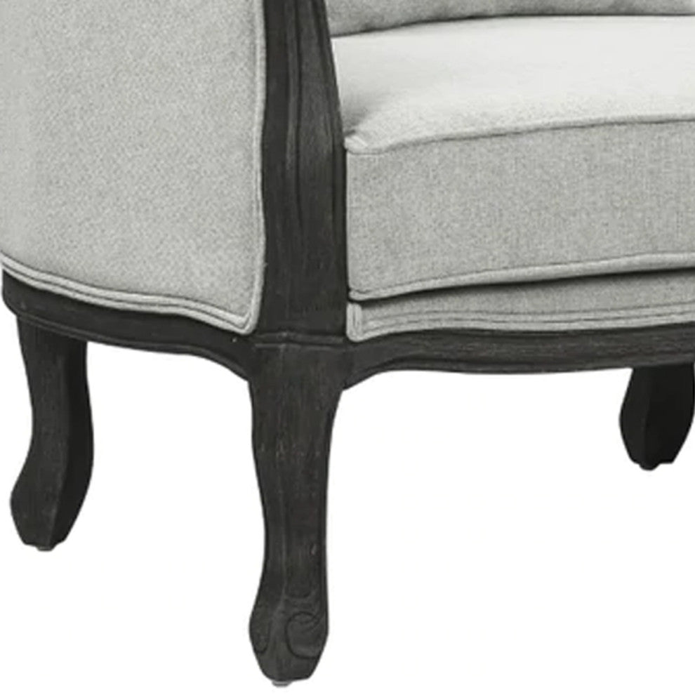 Benzara BM276240 64" Loveseat, Button Tufted Fabric, Cabriole, Gray/Brown