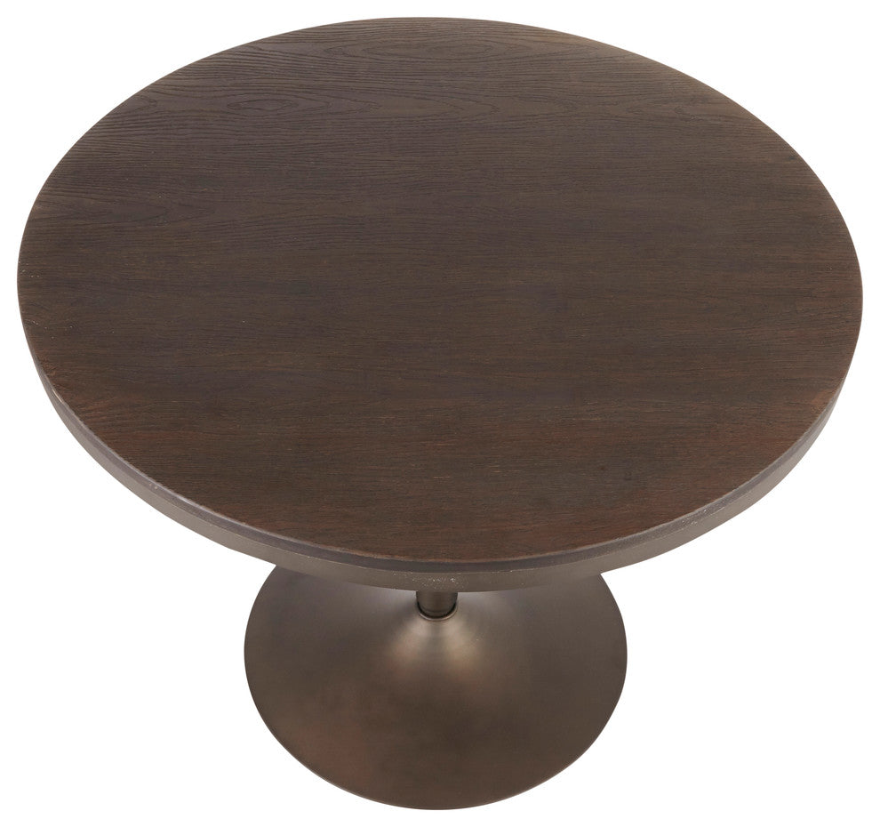 Dakota Industrial Dining Table, Antique Metal, Espresso Bamboo