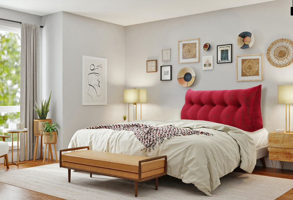 Bed Backrest Wedge Reading Pillow Daybed Headboard Cushion Red, 39x20x8