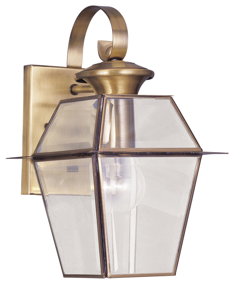 Westover Outdoor Wall Lantern, Antique Brass