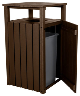Commercial Trash Can With Hood, Weathered Acorn