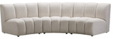Infinity Channel Tufted Velvet Modular Chair, Cream, 3 Piece
