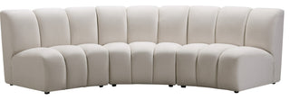 Infinity Channel Tufted Velvet Modular Chair, Cream, 3 Piece