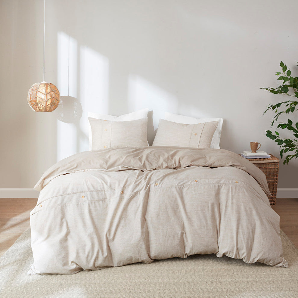 Clean Spaces Dover 3 Piece Organic Cotton Oversized Duvet Cover Set