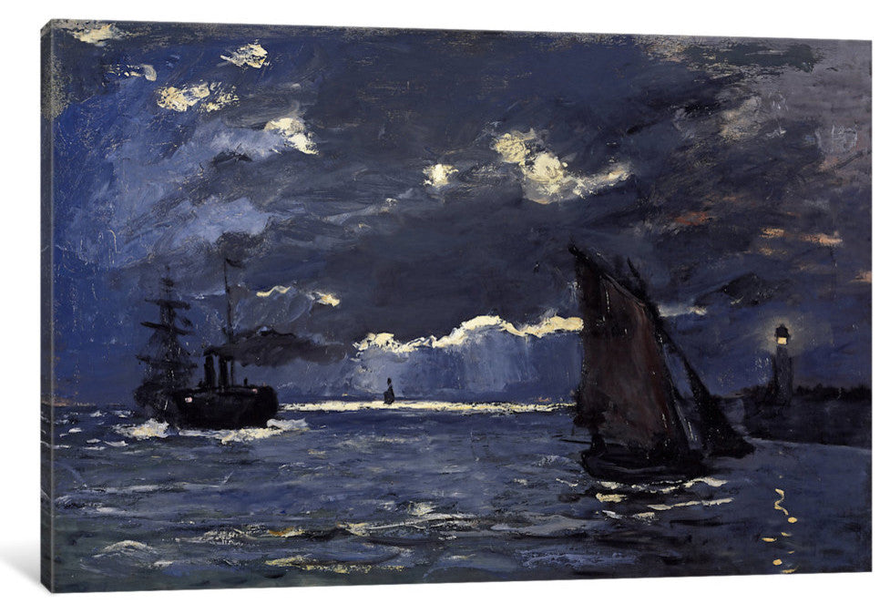 "A Seascape, Shipping by Moonlight" by Claude Monet, Canvas Print, 18"x12"