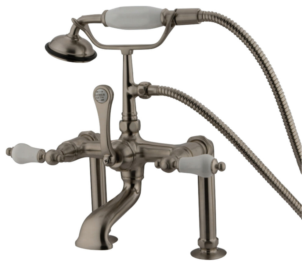 Kingston Brass 7" Deck Mount Clawfoot Tub Faucet, Brushed Nickel