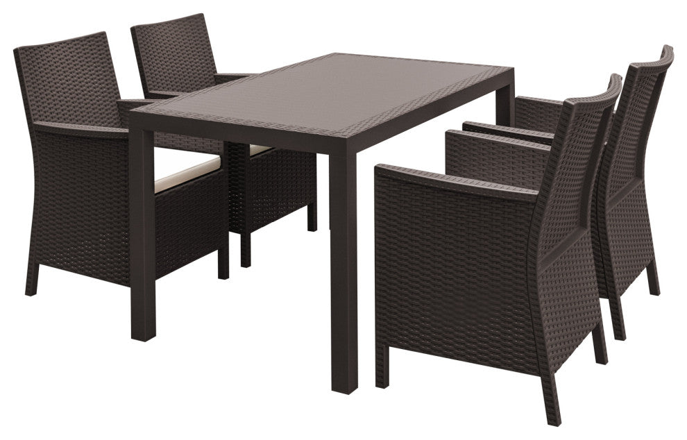 Compamia California 5-Piece Outdoor Rectangle Dining Set, Brown