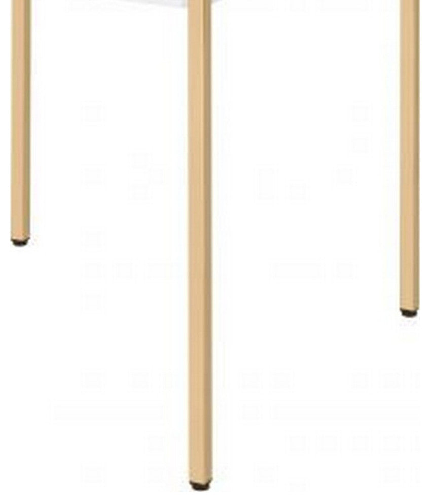 Benzara BM266461 End Table With Metal Tube Legs, White and Gold