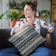 Plutus Blue Harmony Border Luxury Throw Pillow, 12"x20"
