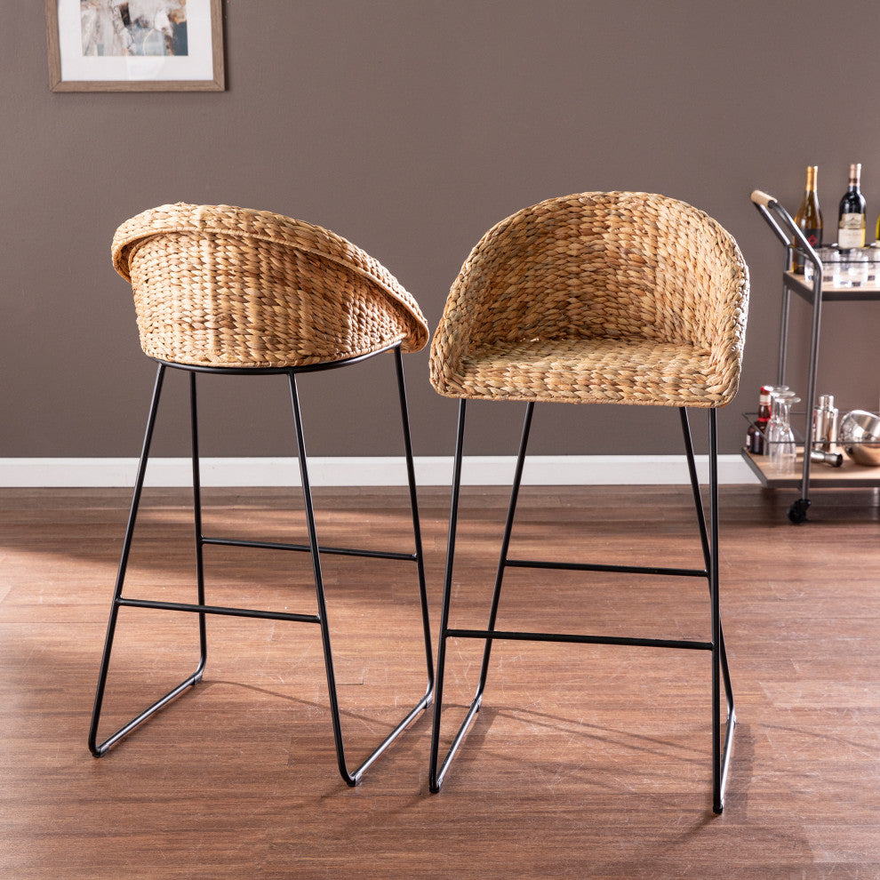 Fairford Water Hyacinth Bar Stools, Set of 2