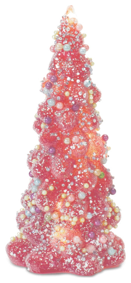 LED Tree With Rainbow Pearl Ornaments, 3-Piece Set