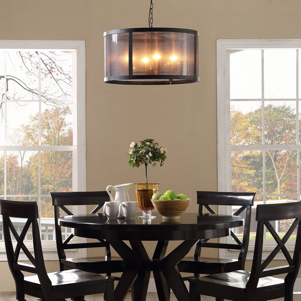 Modern Urban Contemporary Chandelier Light, Black Steel
