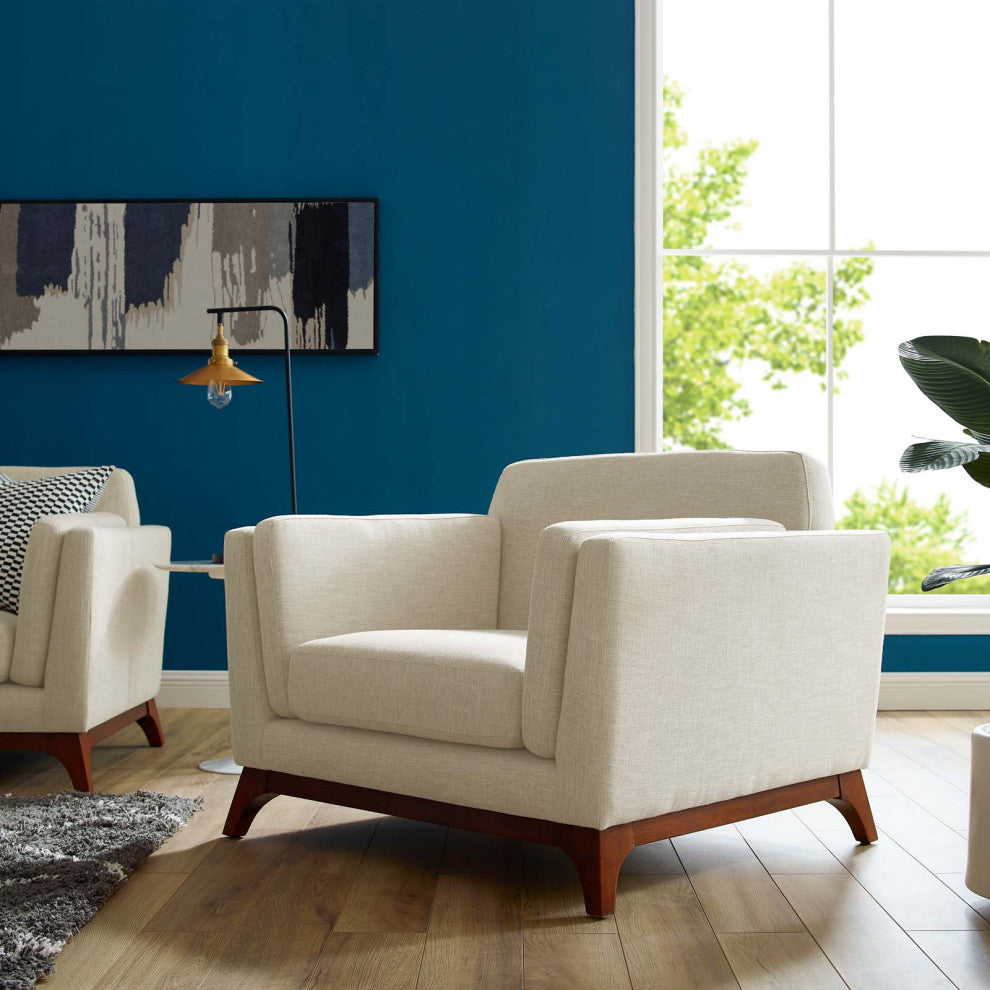 Chance Upholstered Fabric Armchair, Beige