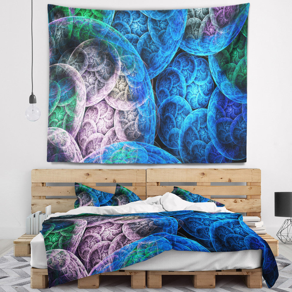 Dramatic Colorful Fractal Clouds Abstract Wall Tapestry, 60"x50"
