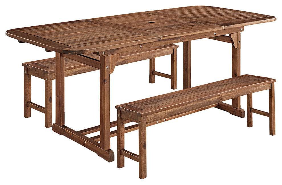 3-Piece Dark Brown Acacia Patio Dining Set