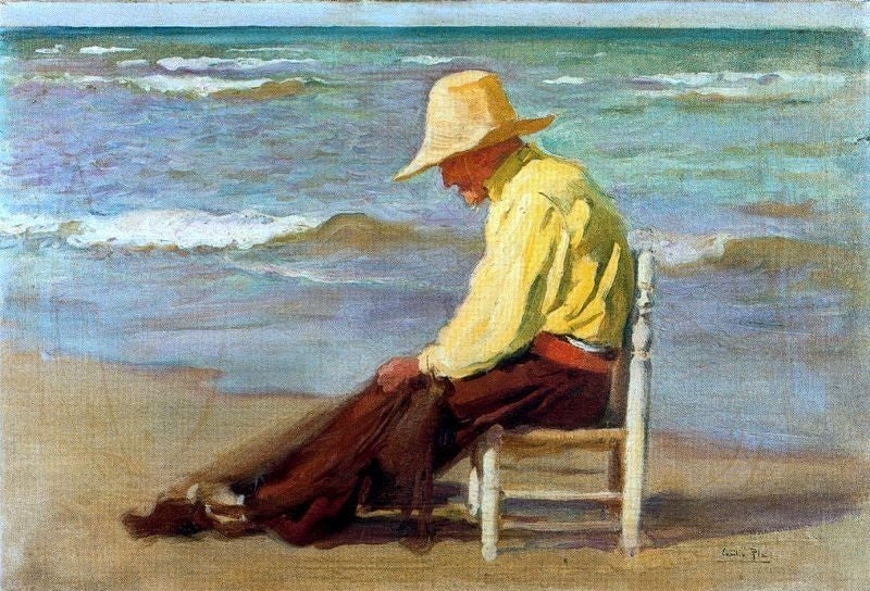 Cecilio Pla y Gallardo Hombre en la Playa, 18"x27" Wall Decal