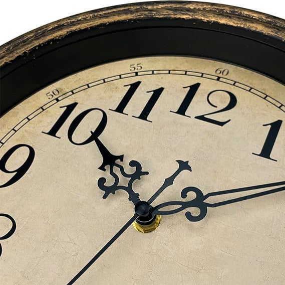 Small Retro Wall Clock, 10" Non Ticking Classic Silent Vintage Wall Clocks