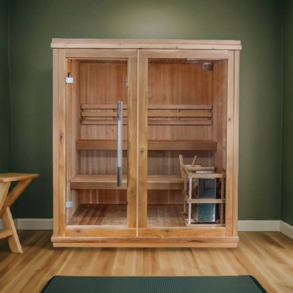 Charleston 4-Person Indoor Traditional Sauna with 6 kW Harvia Heater