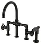 KS2330RKX Webb Bridge Kitchen Faucet With Brass Sprayer, Matte Black