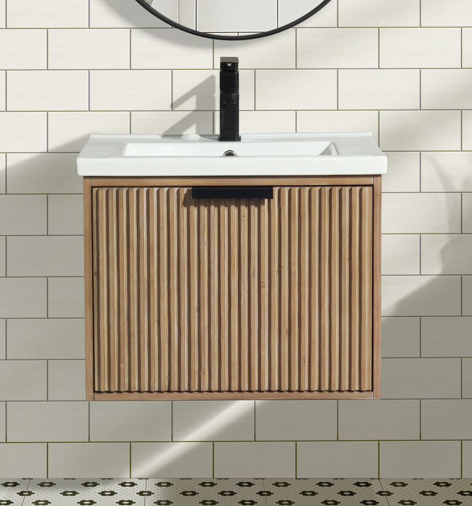 Ari Kitchen and Bath San Diego Bath Vanity, Weathered Fir, 24", Floating