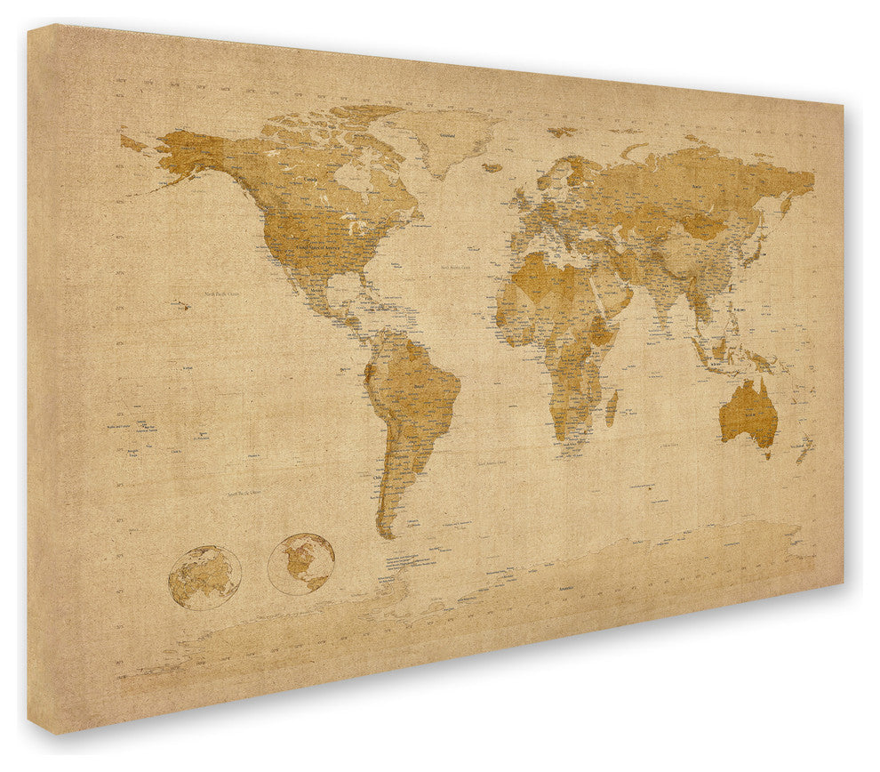 'Antique World Map' Canvas Art by Michael Tompsett