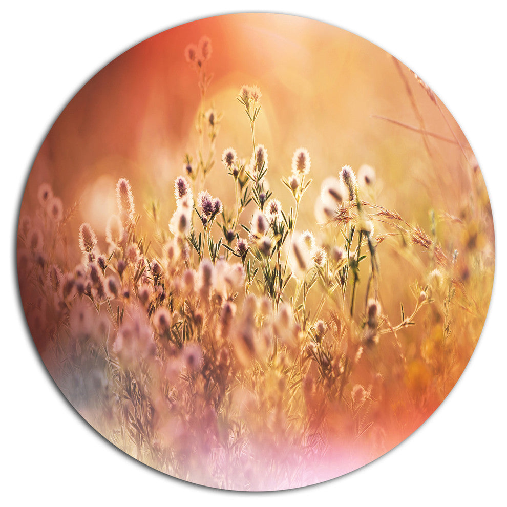 Wild Flowers On Light Background, Floral Round Metal Wall Art, 36"