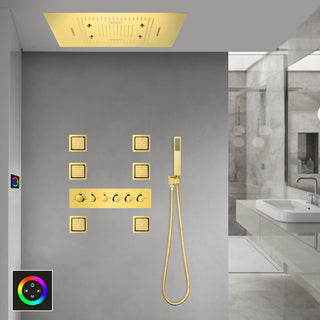 LED Mist Shower System, Jetted Body Sprays and Hand Shower, Touch Panel Light