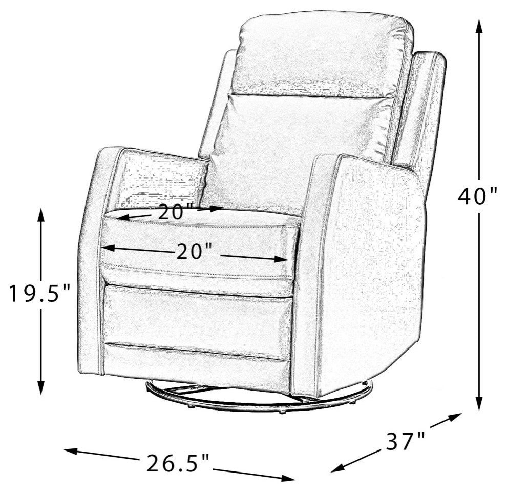 Upholstered Swivel Recliner With Tufted Back, Gray