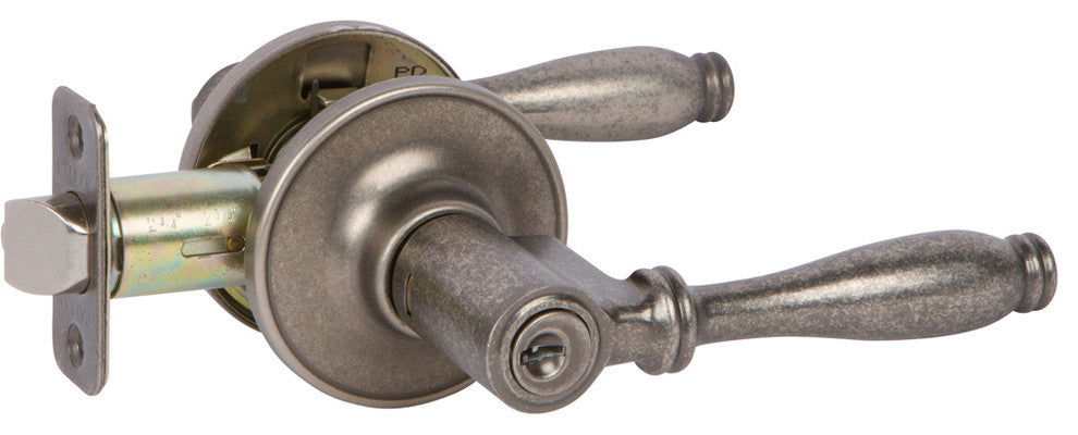 Callan Silona Keyed Entry Lever Set, Antique Silver