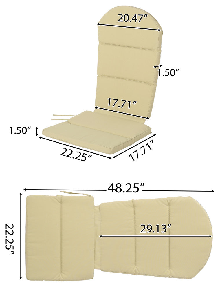 GDF Studio Outdoor Acacia Wood Folding Adirondack Chairs W/ Cushions, Set of 2, Khaki