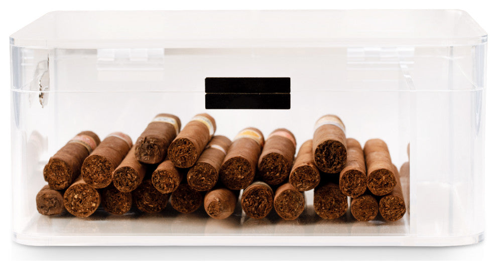 Clear Acrylic Humidor For 60 Cigar, Magnetic Closure