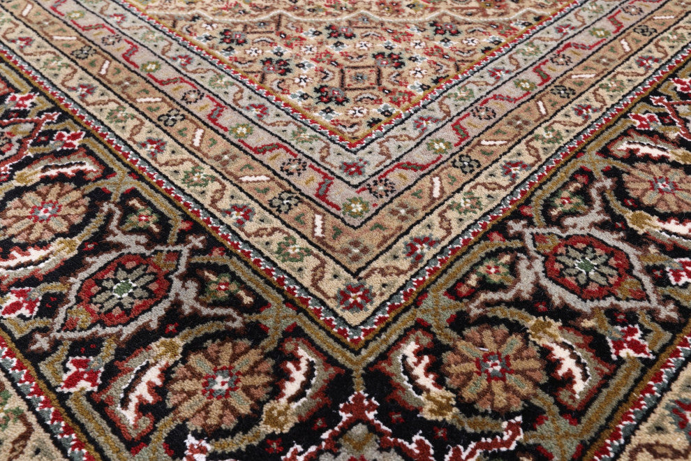 Wool and Silk Persian Tabriz Hand-Knotted Rug 7' 11" X 10' 0"- Q6052