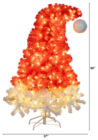 5ft. Pre-Lit Artificial Holiday Red Santa's Hat Christmas Tree