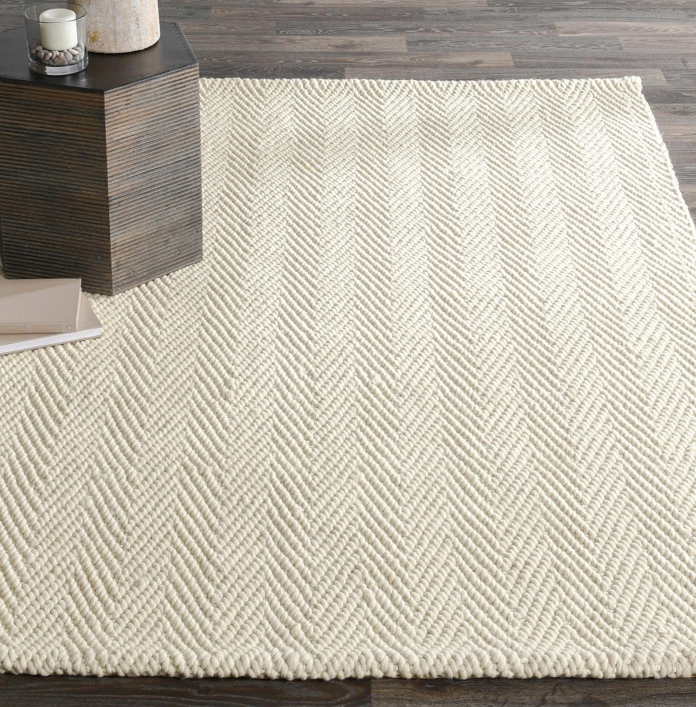 Herringbone Handwoven Wool Blend Area Rug, 10x14