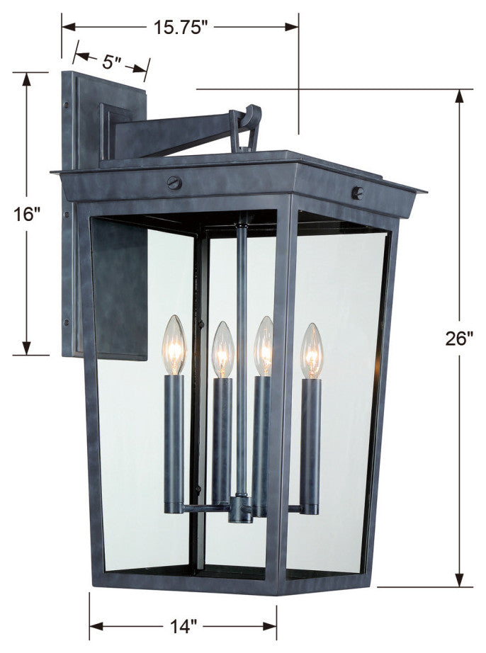 Belmont 4 Light Graphite Outdoor Wall Mount