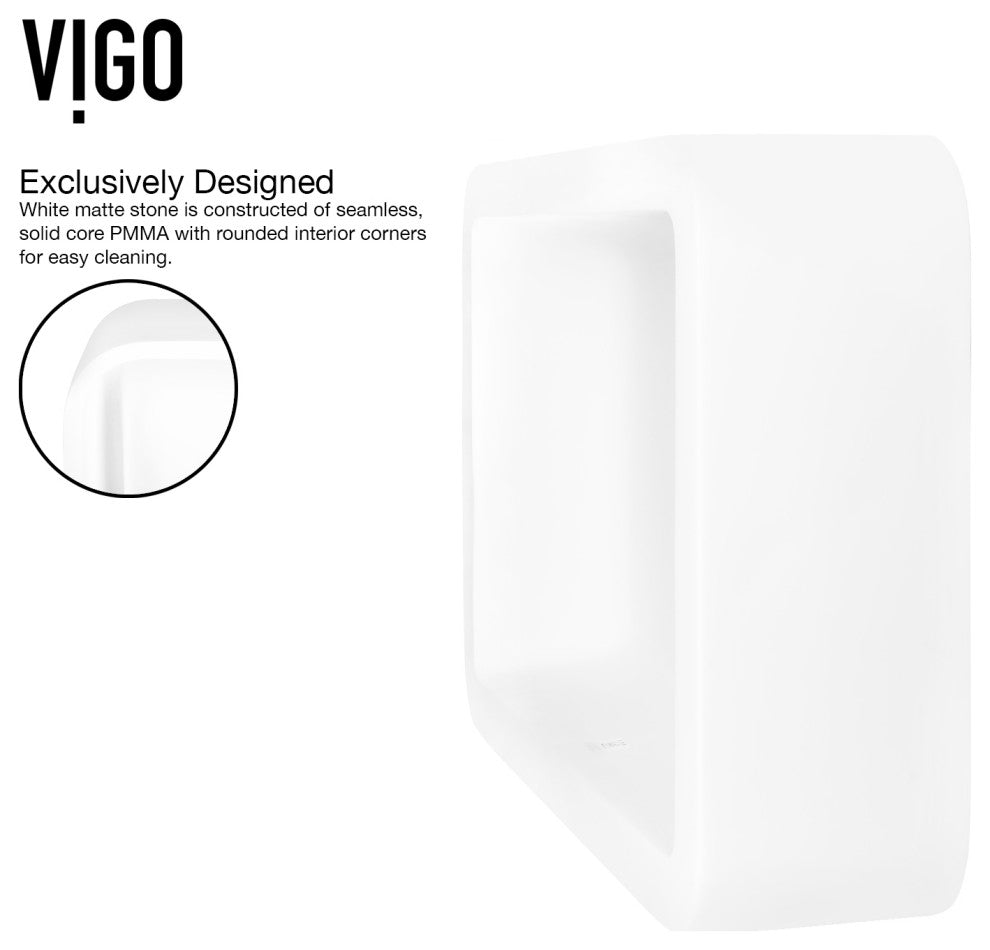 Petunia 23"L x 16"W MatteStone Vessel Sink and Cornelius Wall Mount Faucet Set