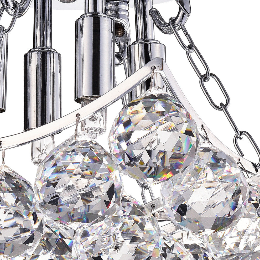 Clarus 4-Light Chrome Finish Crystal Flush Mount Chandelier Ceiling Fixture