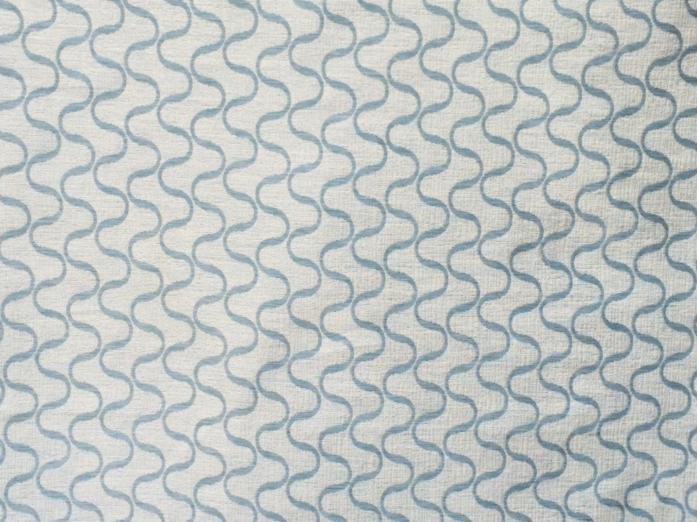 Teal Blue Waves Curtain Fabric By The Yard Upholstery Fabric Drapery