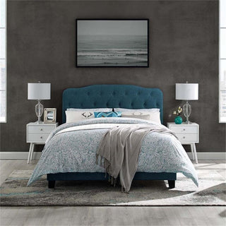 Modway Amelia Queen Upholstered Polyester Fabric Bed in Azure Blue Finish