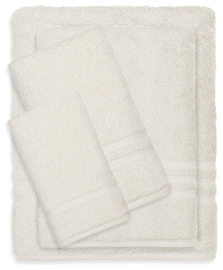 Denzi 4-Piece Towel Combination Set With Monogrammed Letter, C, Cream