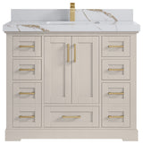 Boston 42" Single Sink Bath Vanity in Fine Grain 2" Calacatta Gold