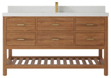 Parker 60 Single Sink Bathroom Vanity Dark Natural 2" Carrara Quartz