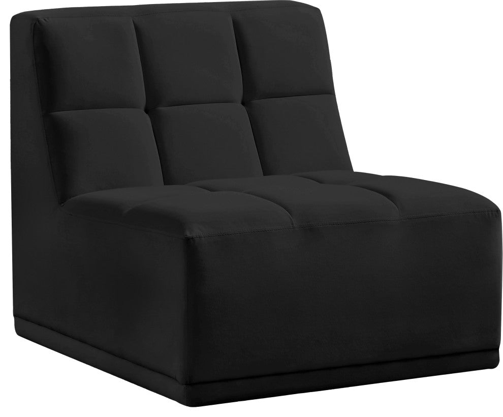Relax Velvet Upholstered Armless Chair, Black