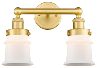 Canton 2-Light 14" Bath Vanity Light, Satin Gold Finish, Matte White Shade