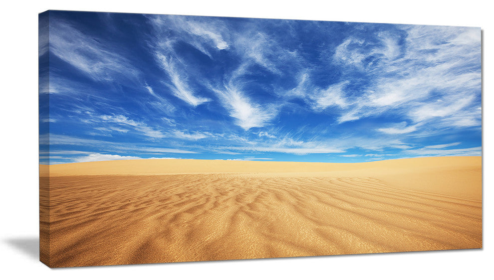 "Desert With Exotic Blue Sky Over" Modern Landscape Wall Art Canvas, 40"x20"