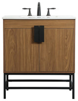 Home Living 19" Modern Walnut Brown-Light Bathroom Vanity
