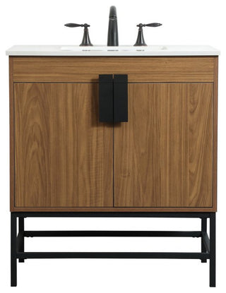 Home Living 19" Modern Walnut Brown-Light Bathroom Vanity